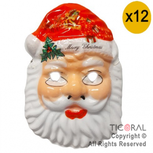 MASCARA PAPA NOEL PLASTICA x 12